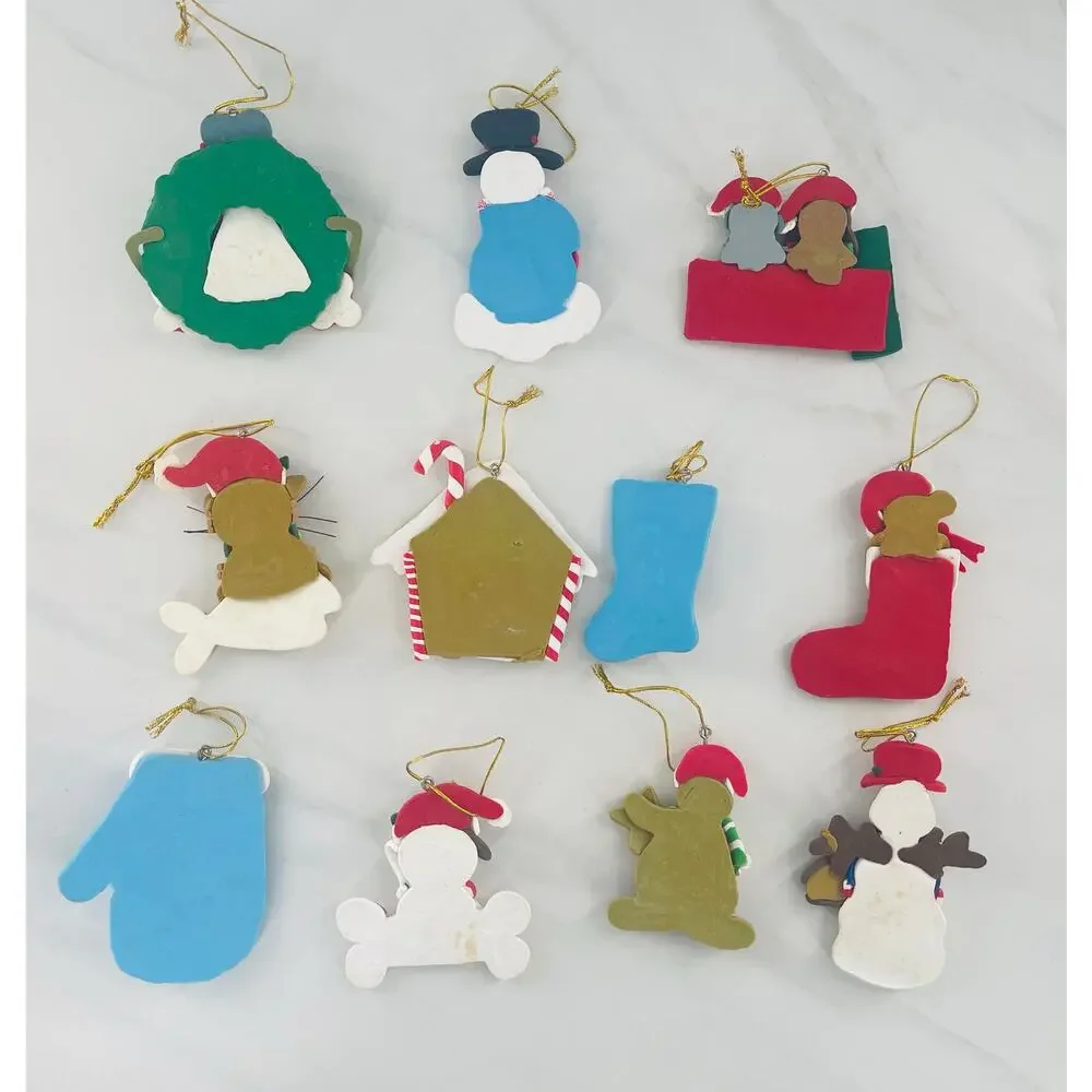 Set of 11 Christmas Clay Ornaments